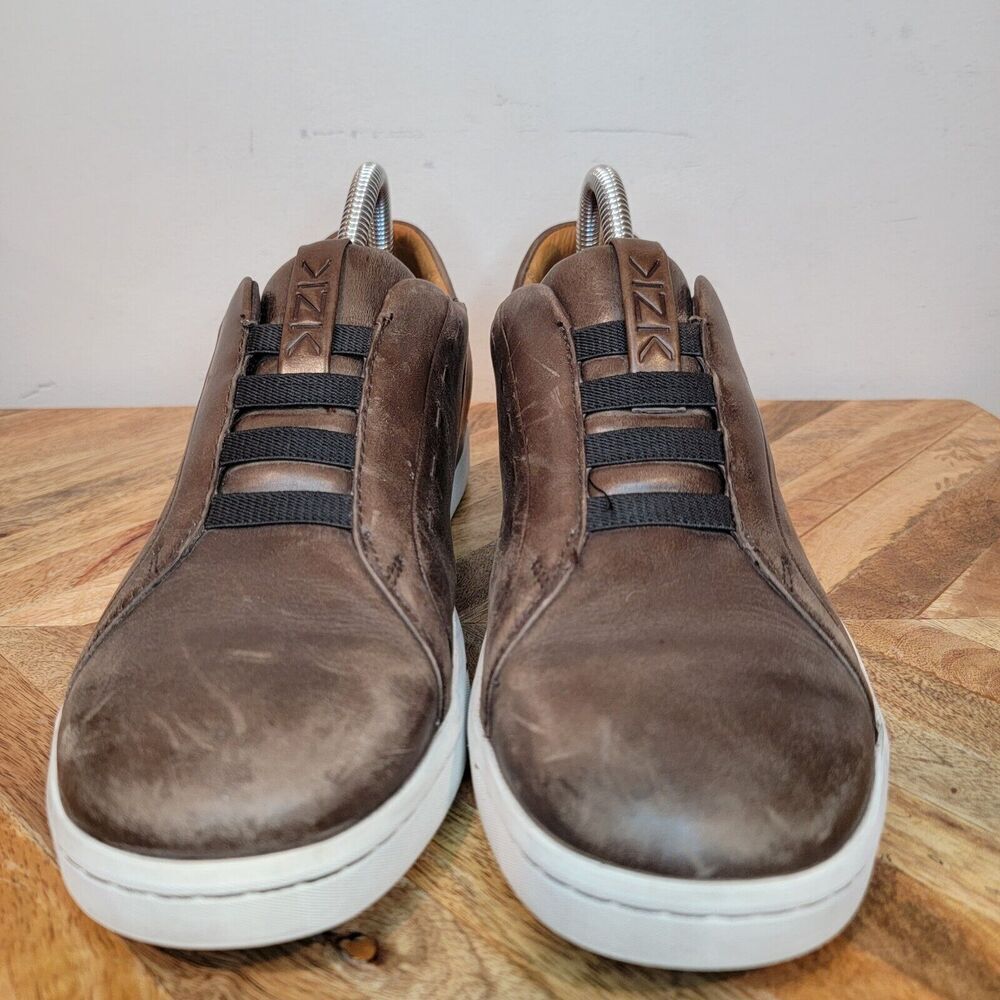 Kizik New York Court Brown Leather Sneakers Slip On Hands-Free Mens Size 7 M - Picture 5 of 9